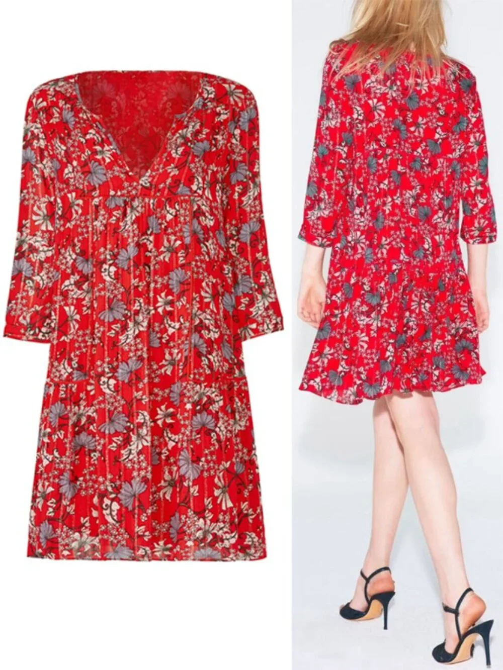 ba&sh Eve Red Floral Metallic Boho Flowy Dress Size 2, US 8 Medium Flowy $235 - Picture 2 of 16